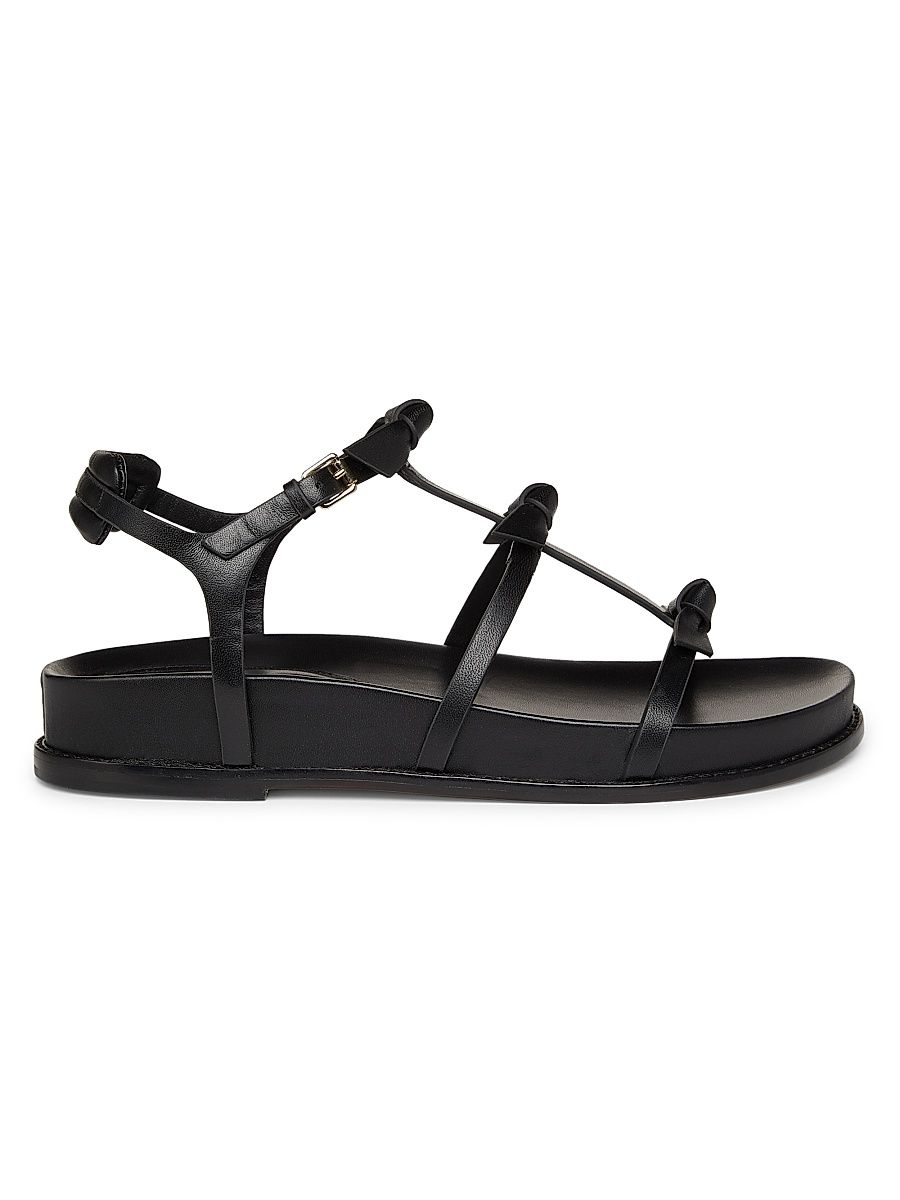Women's Slim Lolita Leather Sandals - Black - Size 11
