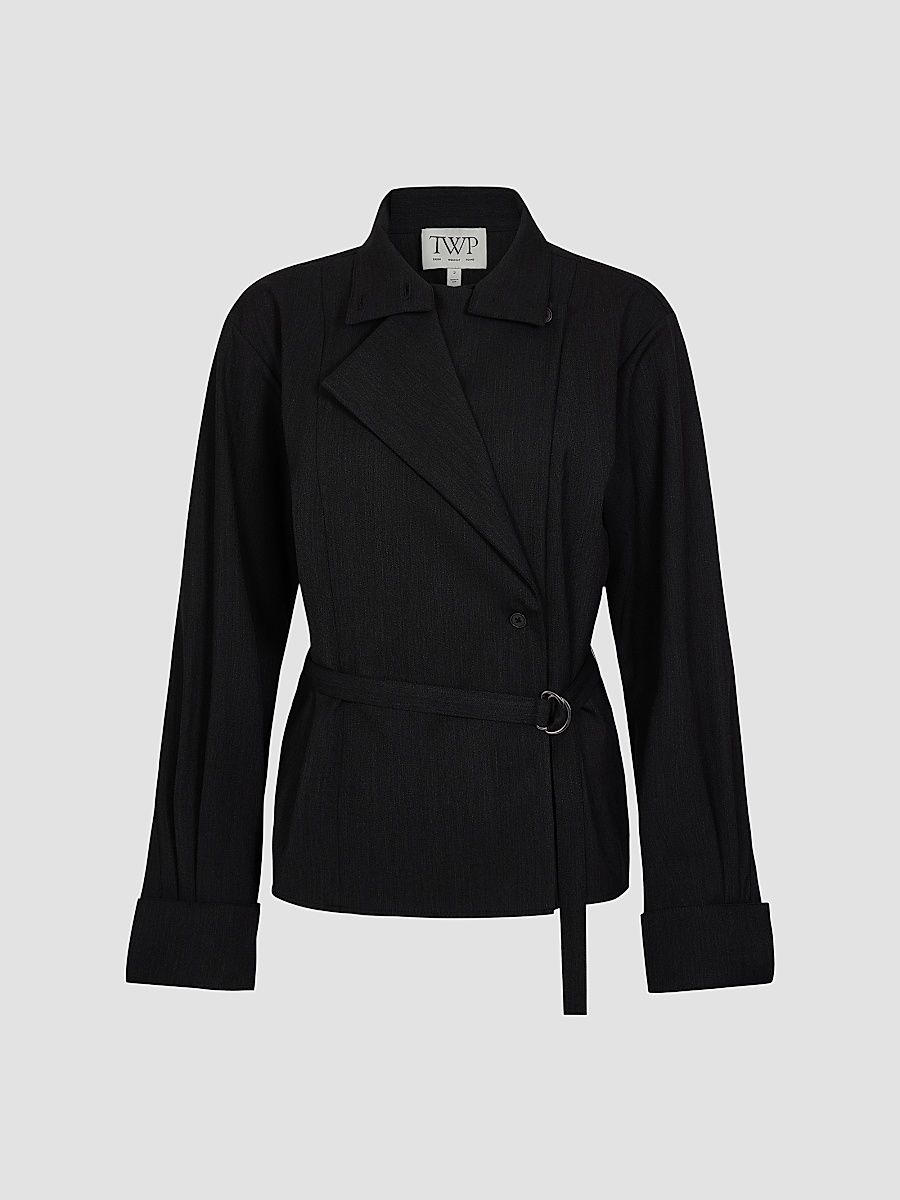 Women's The Last Chapter Stretch-Wool Belted Jacket - Smoke - Size XS