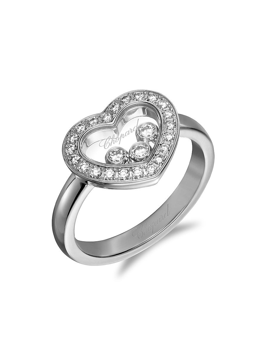 Women's Happy Diamonds Icons 18K White Gold & Diamond Heart Ring - White Gold - Size 6.5