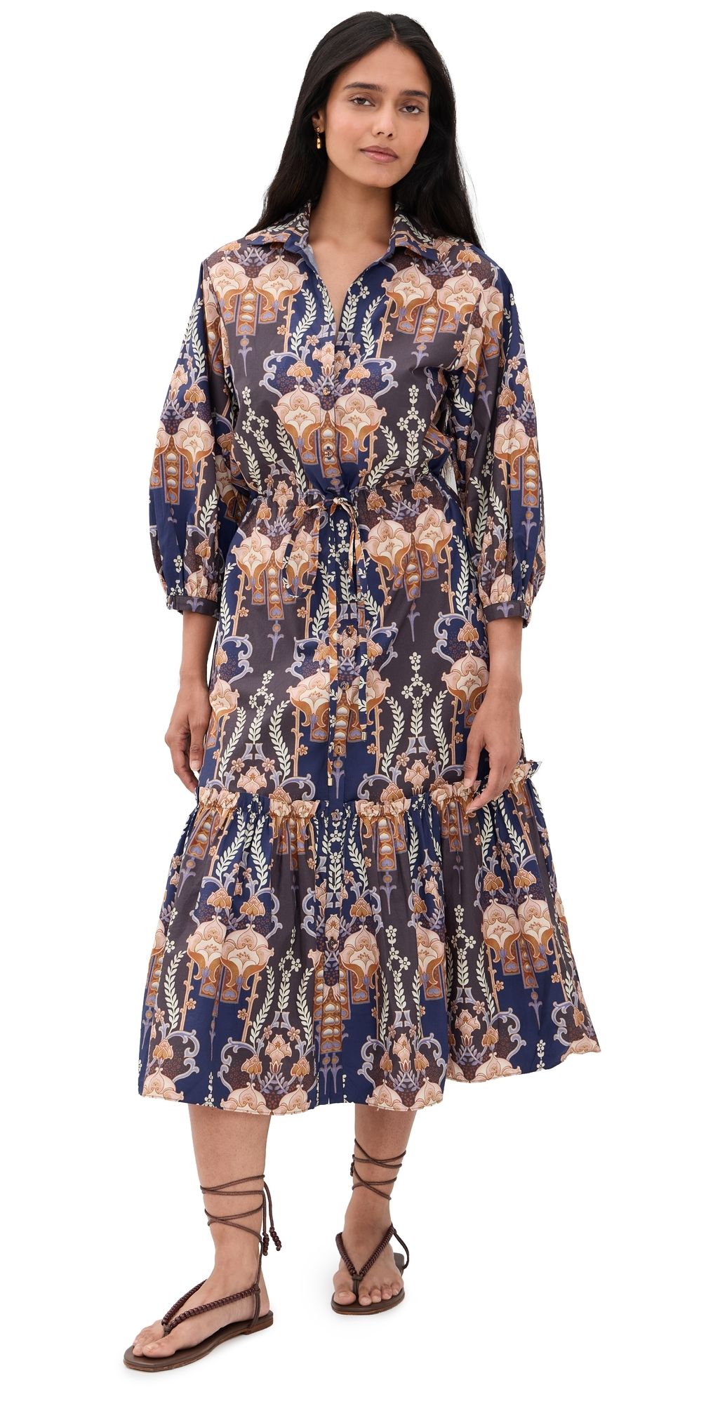 Cara Cara Hutton Dress Flora Facade Blue XS