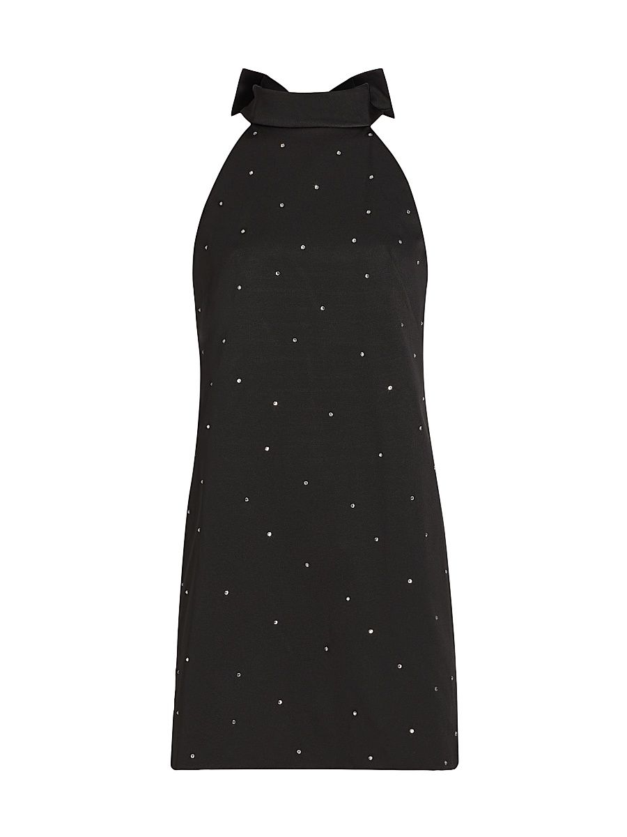 Women's Mainline Mia Rhinestone Halter Minidress - Black - Size 8