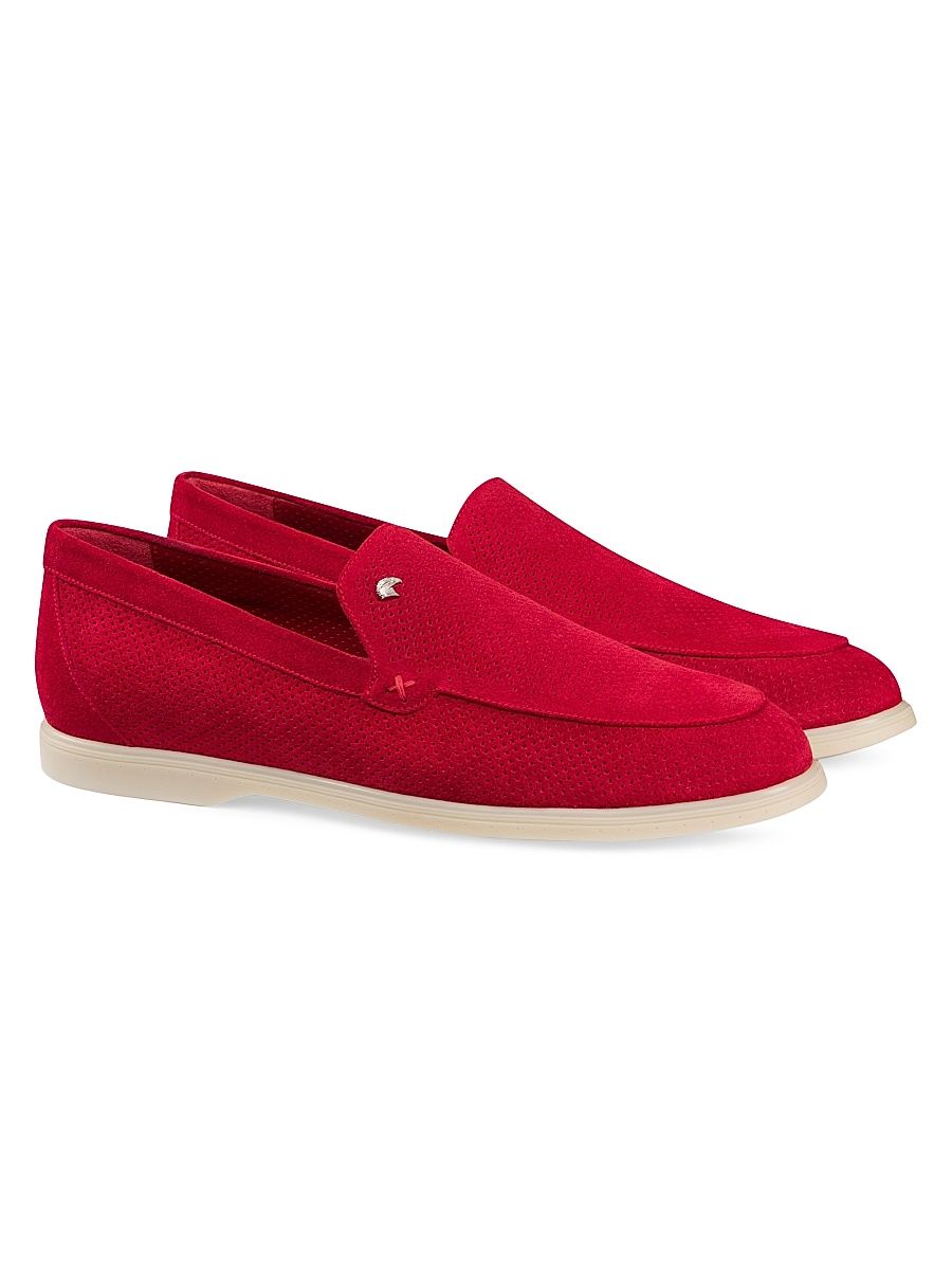 Men's Suede Loafers - Red - Size 6