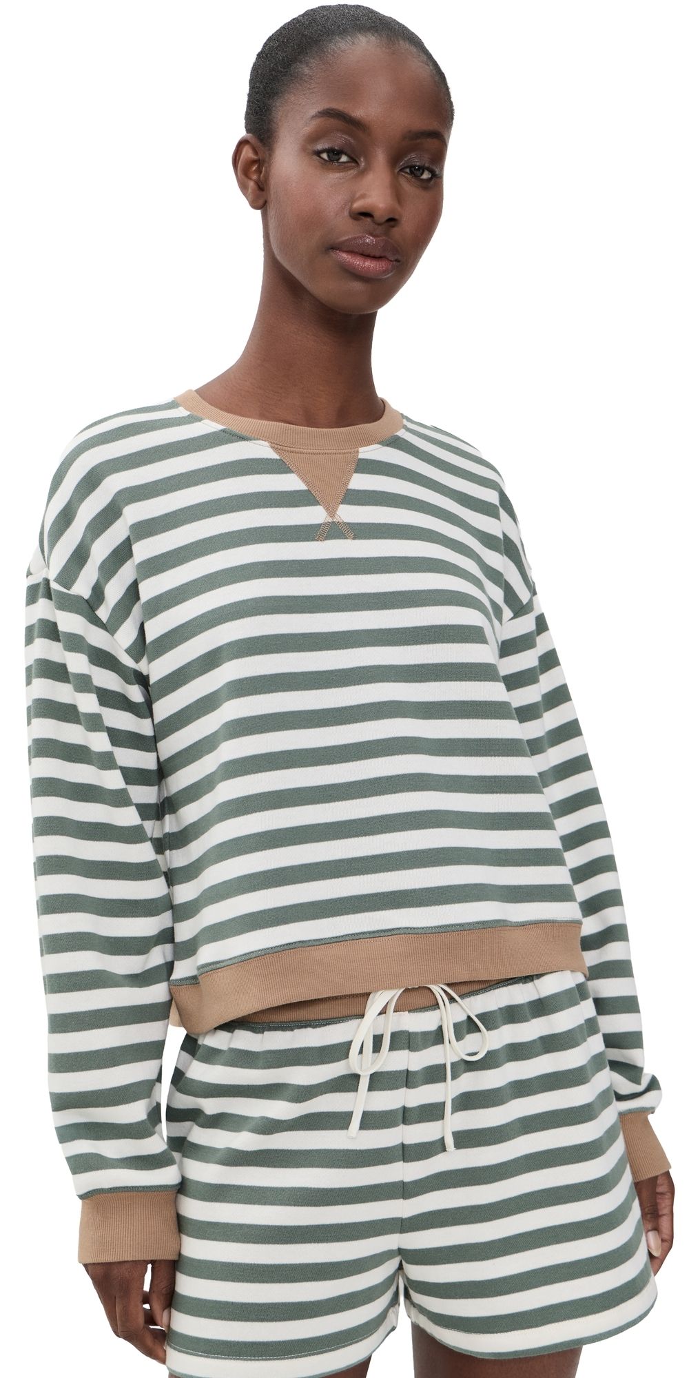 Z Supply Low Key Stripe Sweatshirt Monstera L