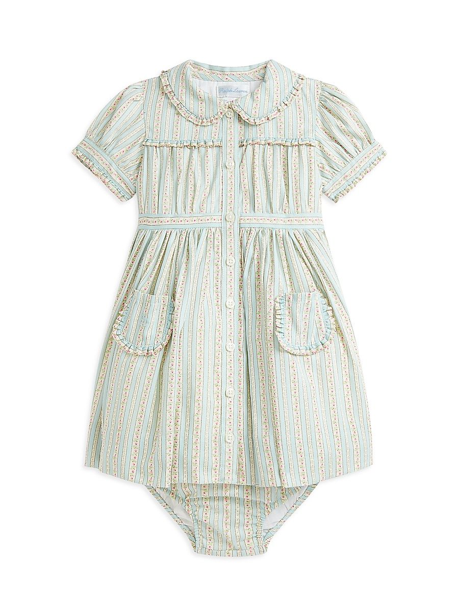 Baby Girl's Floral Striped Shirtdress & Bloomers Set - Floral Bud Stripe - Size 9 Months