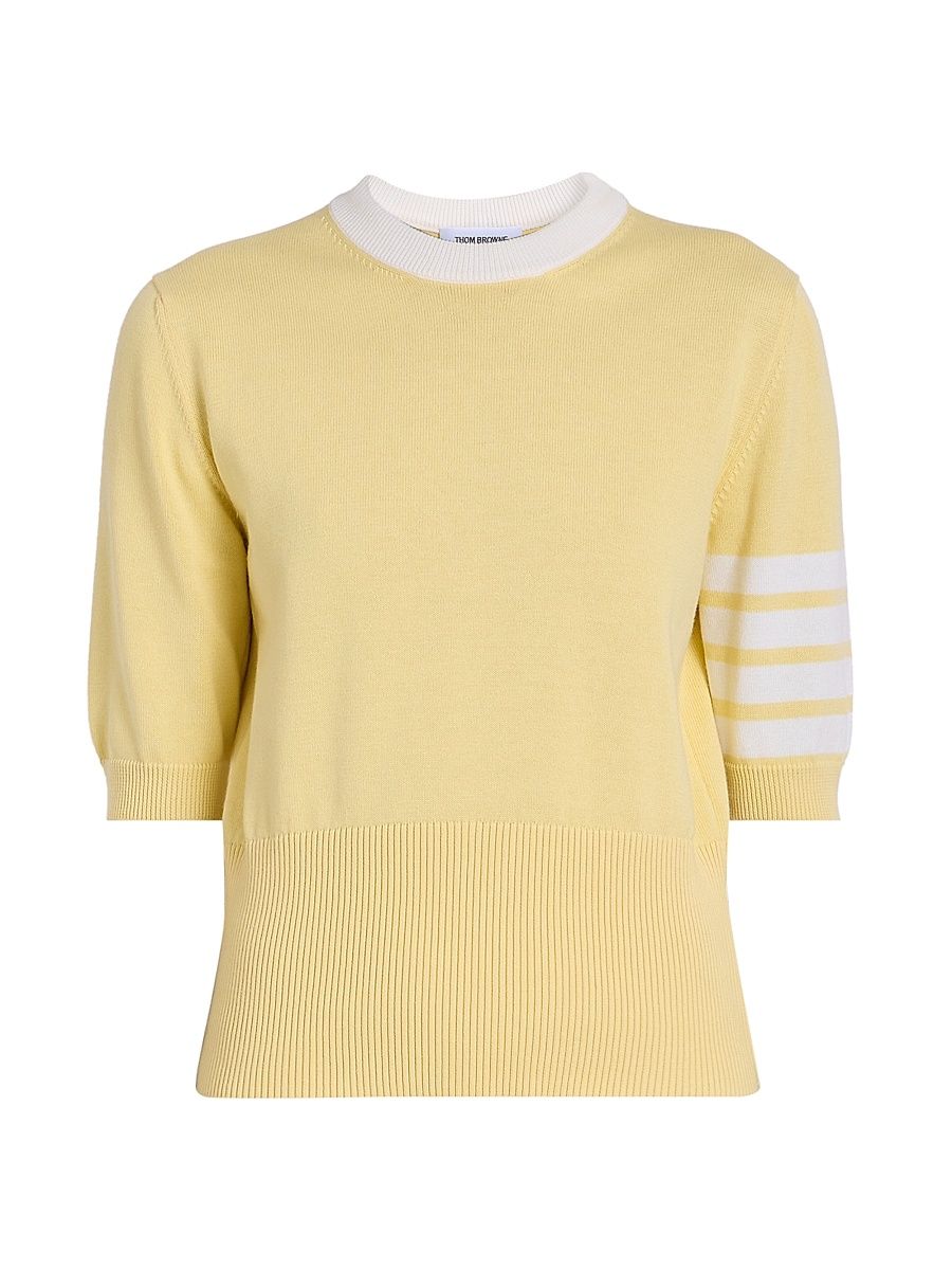 Women's Hector 4-Bar Intarsia-Knit Cotton Sweater - Light Yellow - Size 0
