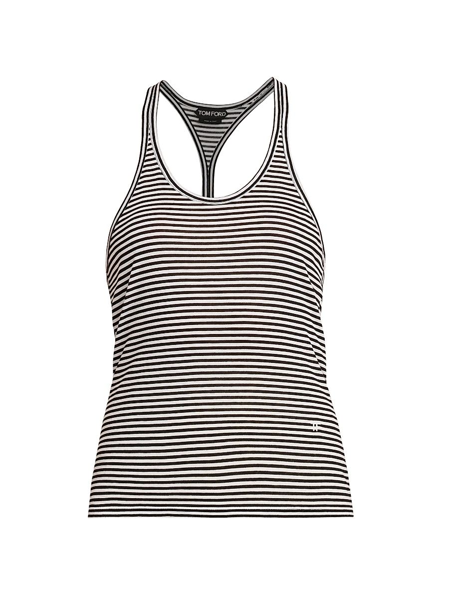 Women's Striped Jersey Racerback Tank - Black White - Size 12