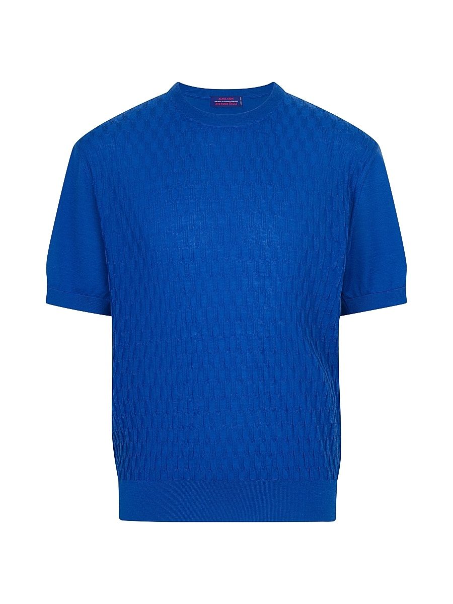 Men's Alpha Yarn Cashmere Knit Crewneck Sweater - Navy - Size 52