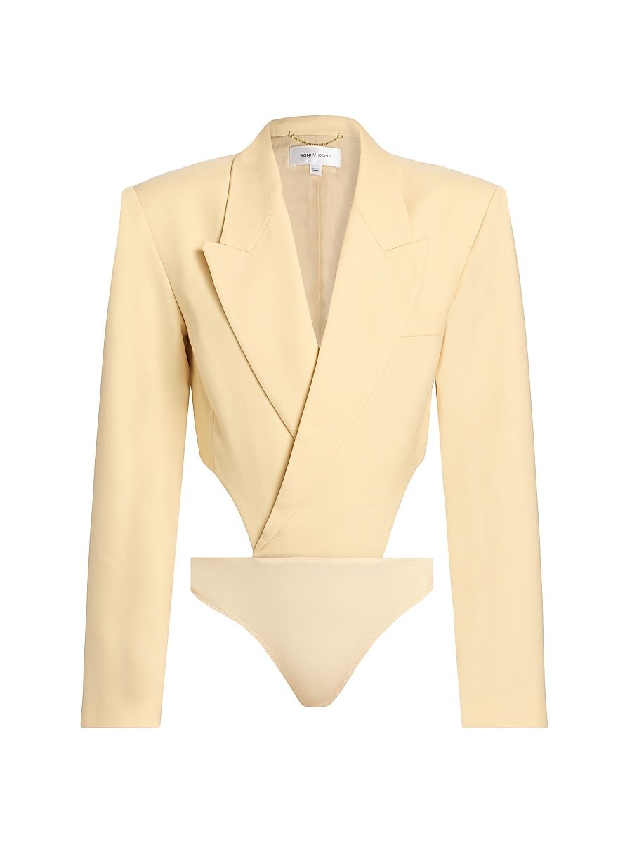 Women's Florina Wool-Blend Blazer Bodysuit - Banana - Size Large