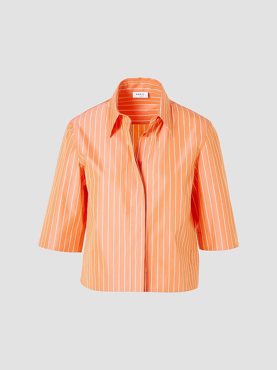 Women's Cotton Striped Blouse - Orange - Size 16