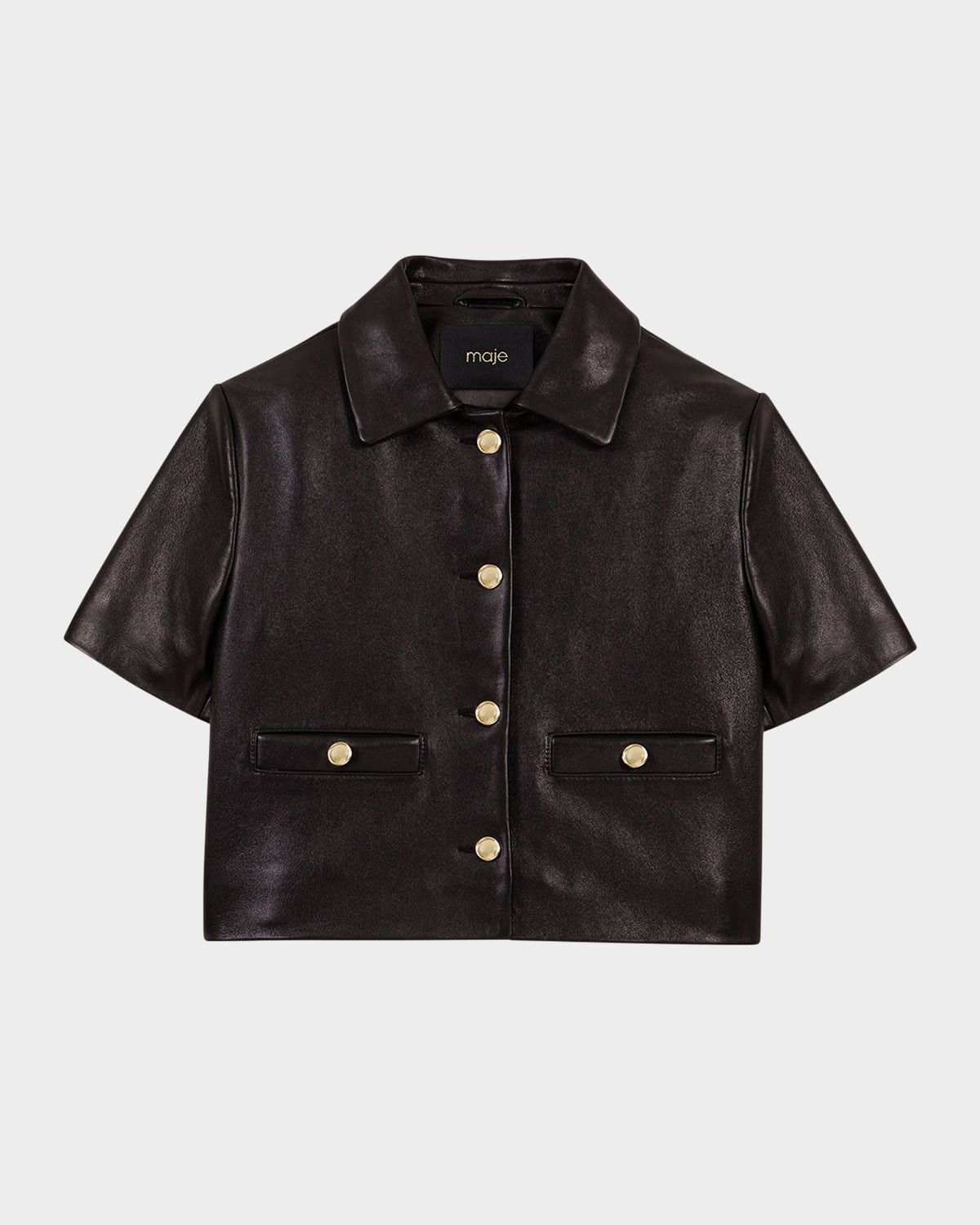 Valdom Short-Sleeve Leather Blazer
