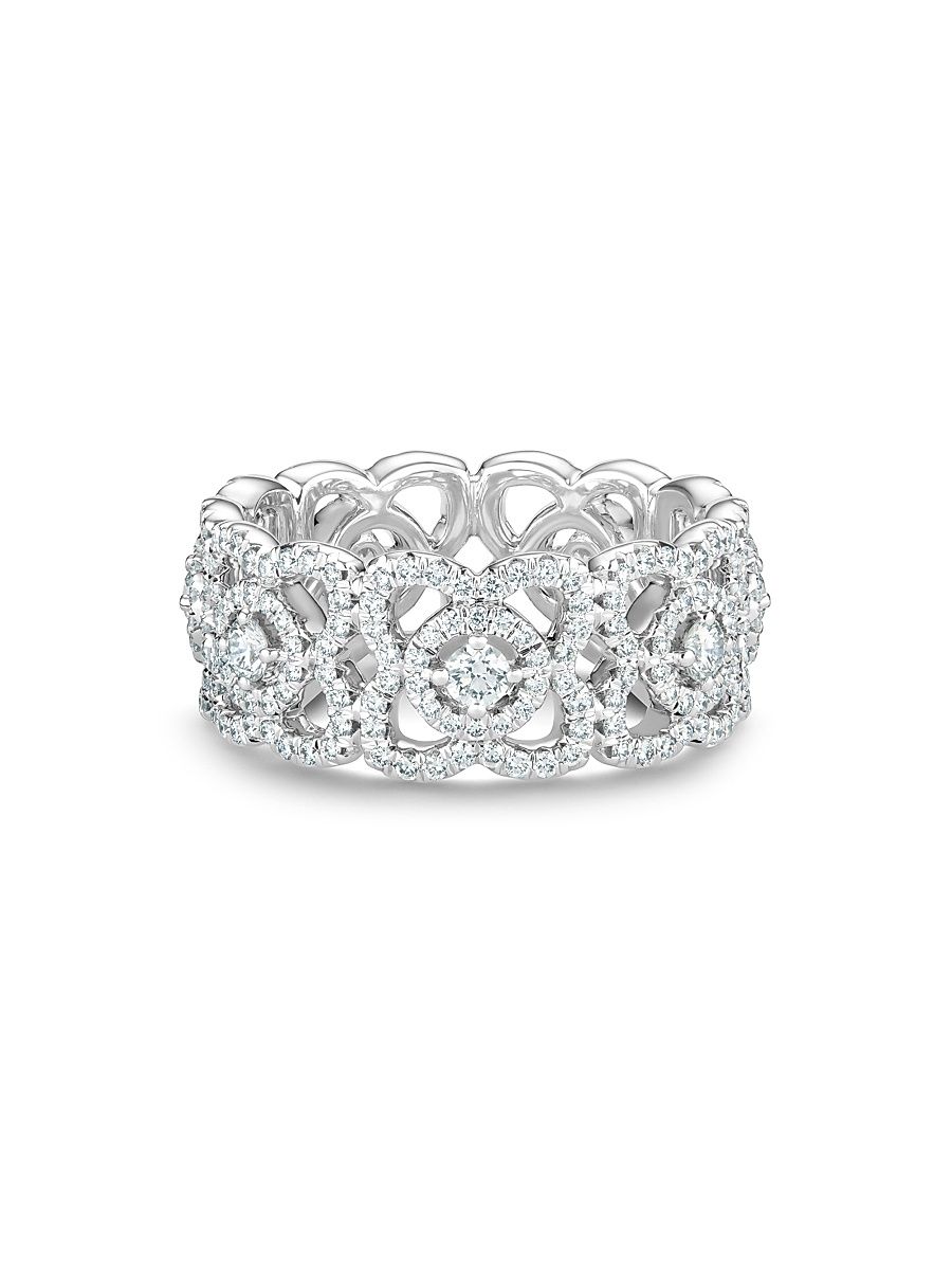 Women's Enchanted Lotus Diamond & 18K White Gold Band Ring - White - Size 7