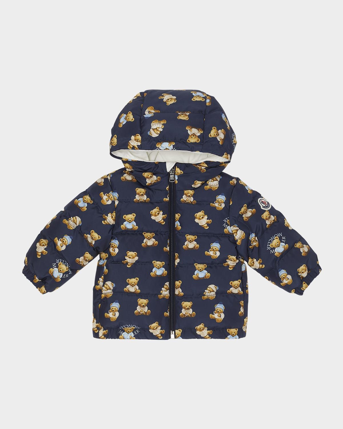 Boy & apos;s Semenat Teddy Bear Logo Hooded Down Jacket, Size 6M-3