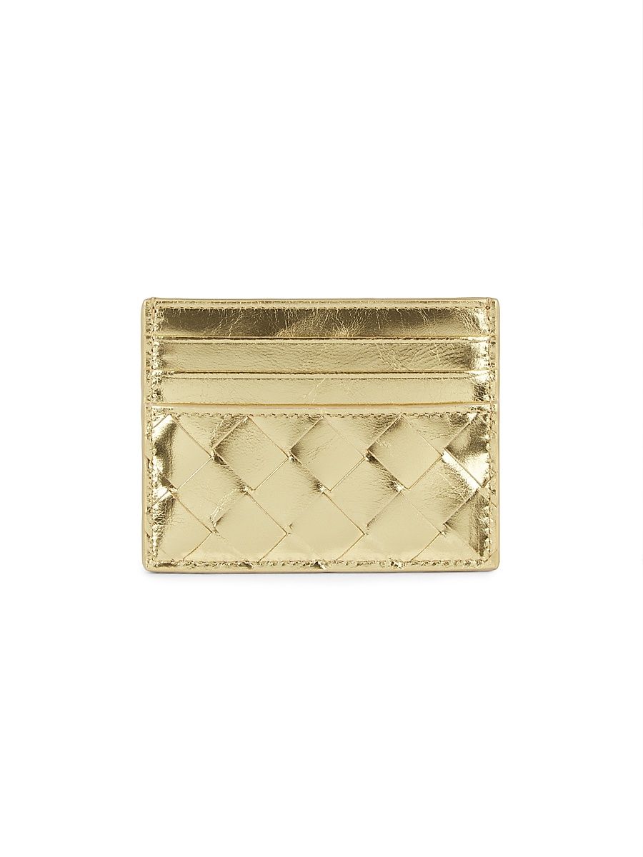 Women's Portacard Metallic Leather Card Case - Gold