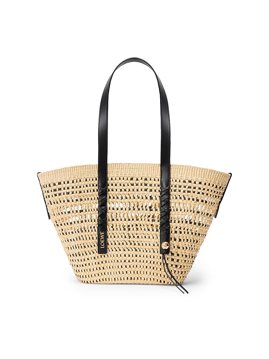 Women's LOEWE x Paula's Ibiza Medium Braided Raffia Basket Bag - Natural Black