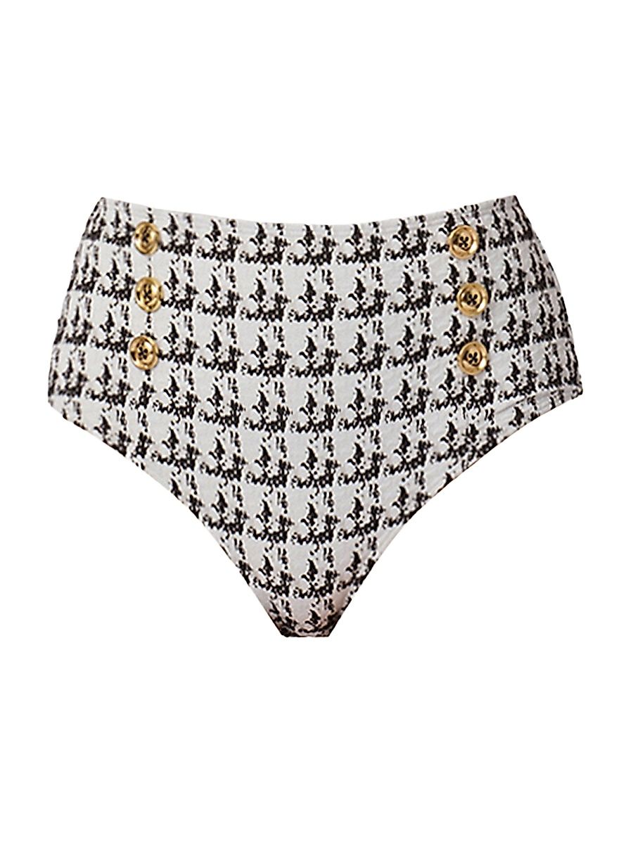 Shoshanna Women's Houndstooth Bikini Bottom - Jet - Size XS