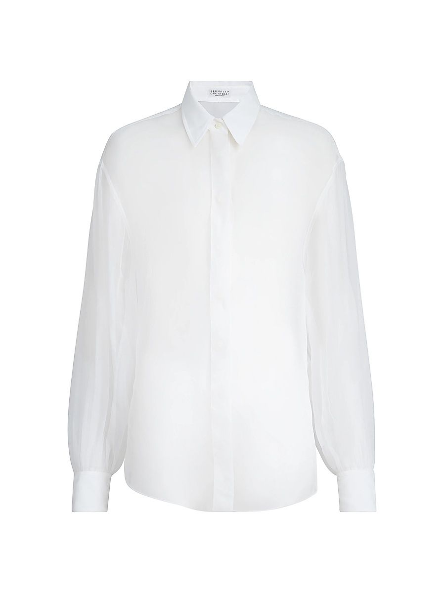 Women's Crispy Silk Shirt - White - Size XXL