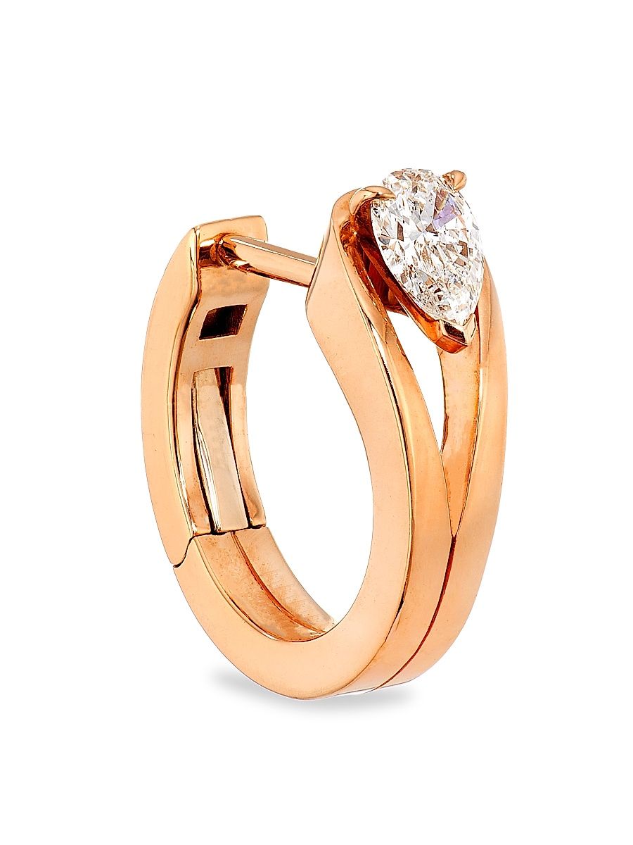 Women's Serti Inversé 18K Rose Gold & Diamond Single Hoop Earring - Rose Gold