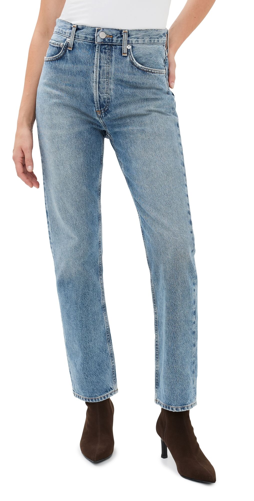 AGOLDE 90s Pinch Waist High Rise Straight Jeans Navigate 33