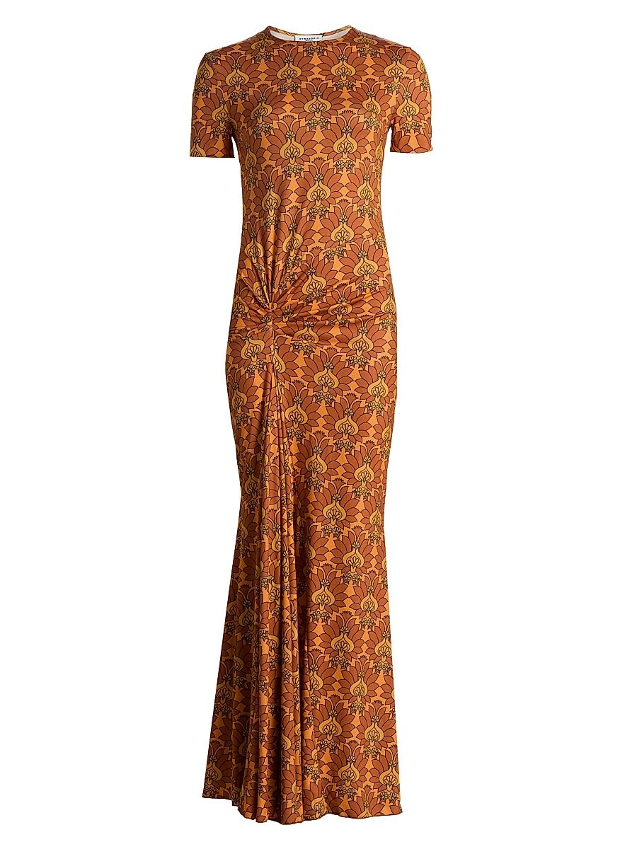 Women's Annie Floral Short-Sleeve Maxi Dress - Amber Lotus - Size Large