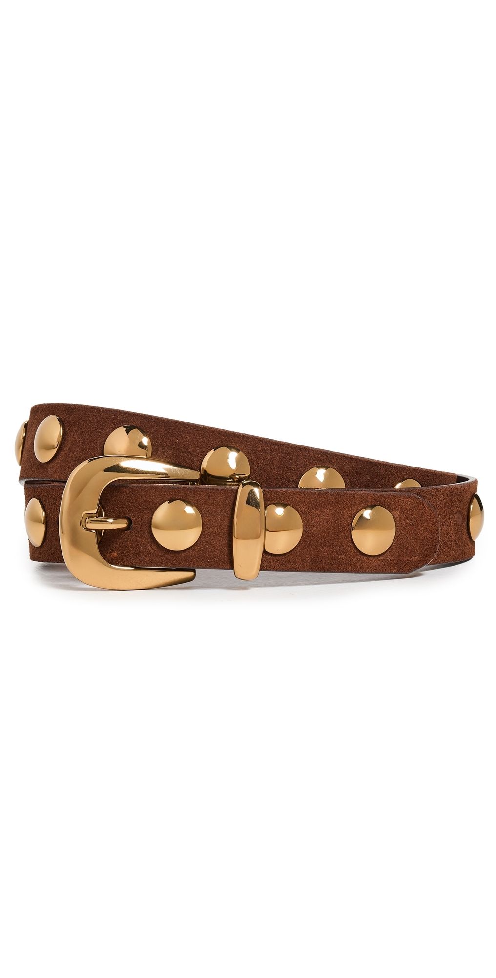 Madewell Studded Western Belt In Suede Soft Mahogany XL