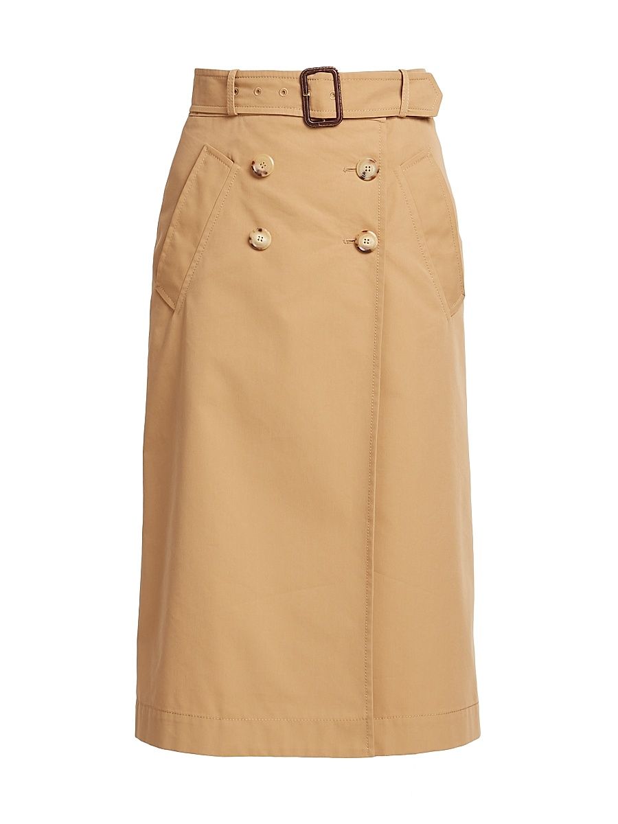 Women's Trench-Style Belted Midi Skirt - Beige - Size 10