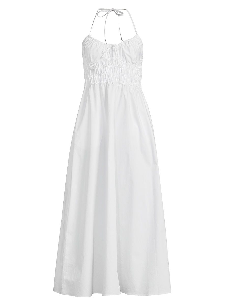 Women's The Lolita Cotton Halter Midi-Dress - Optic White - Size Large