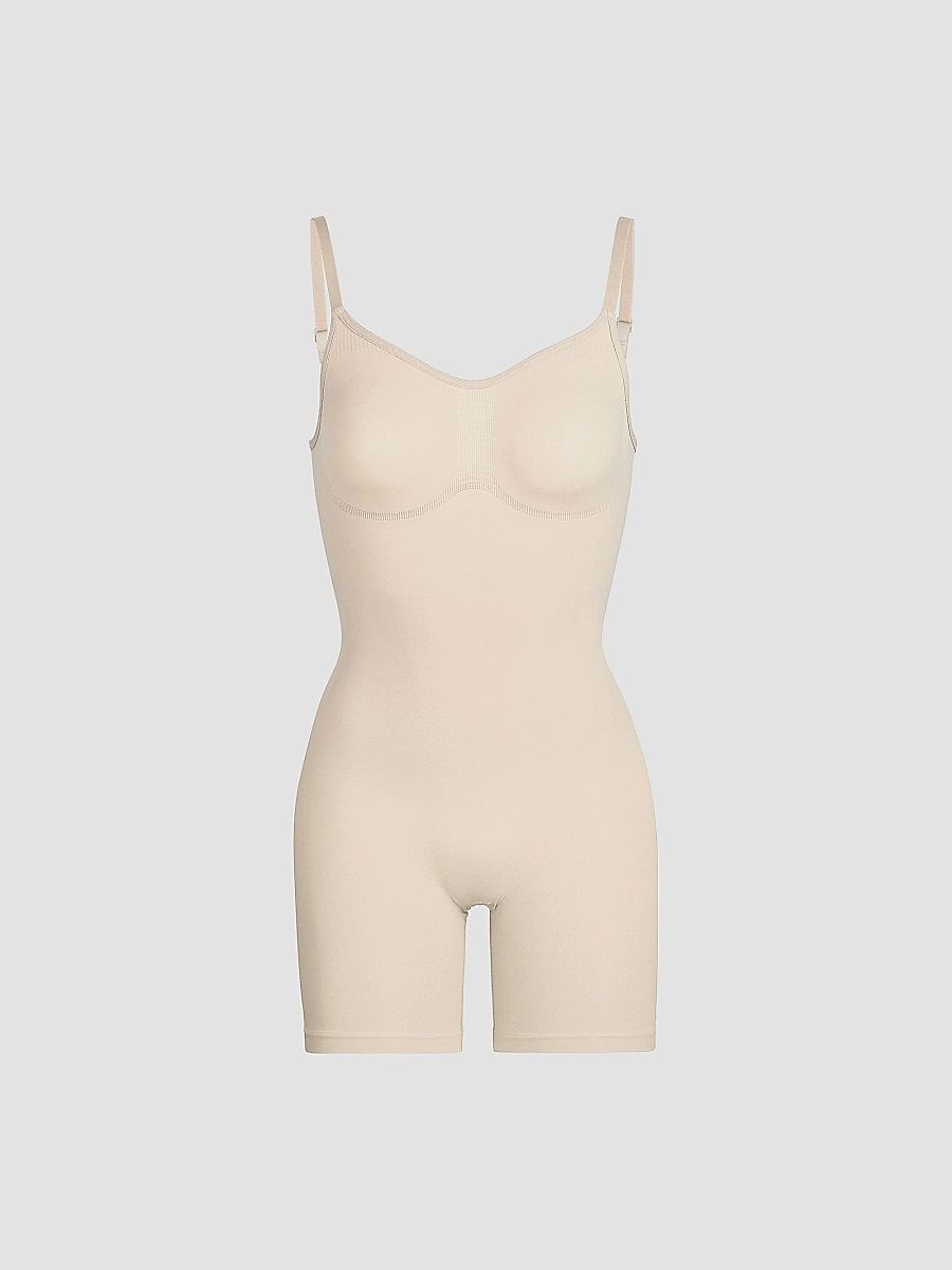 SKIMS Women's Seamless Sculpt Mid Thigh Bodysuit - Sand - Size XXS