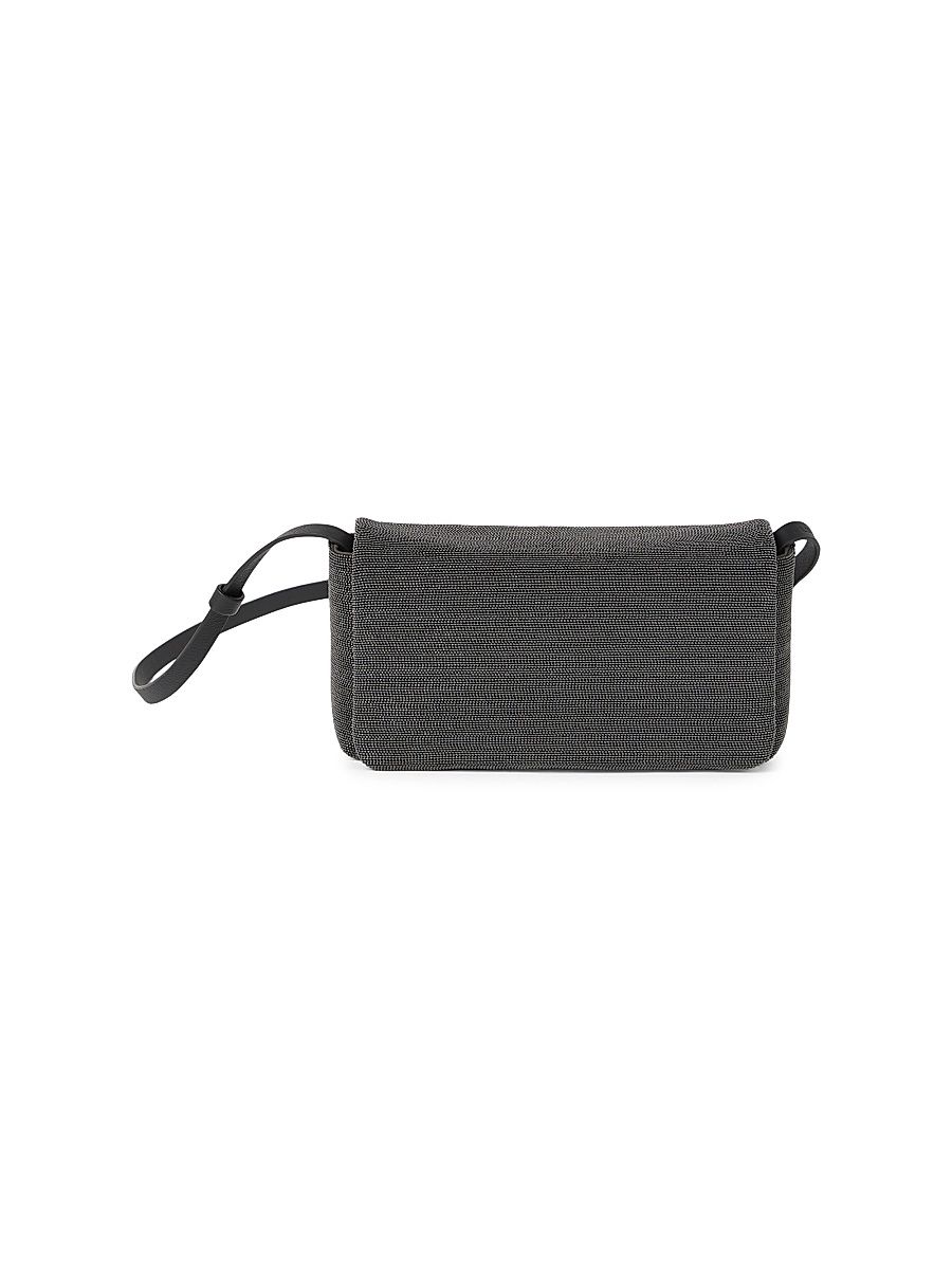 Women's Precious Flap Crossbody Bag in Grained Leather - Black