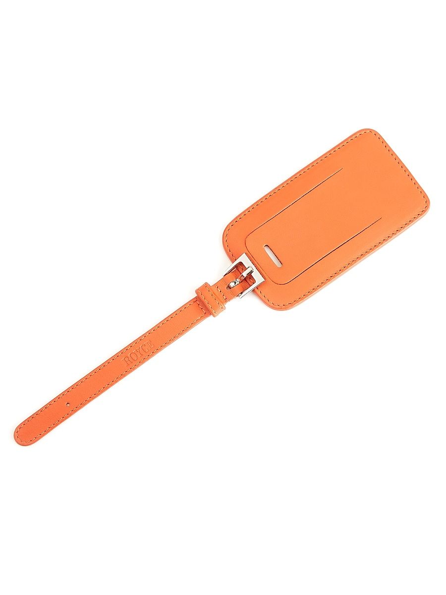 Leather Luggage Tag - Orange