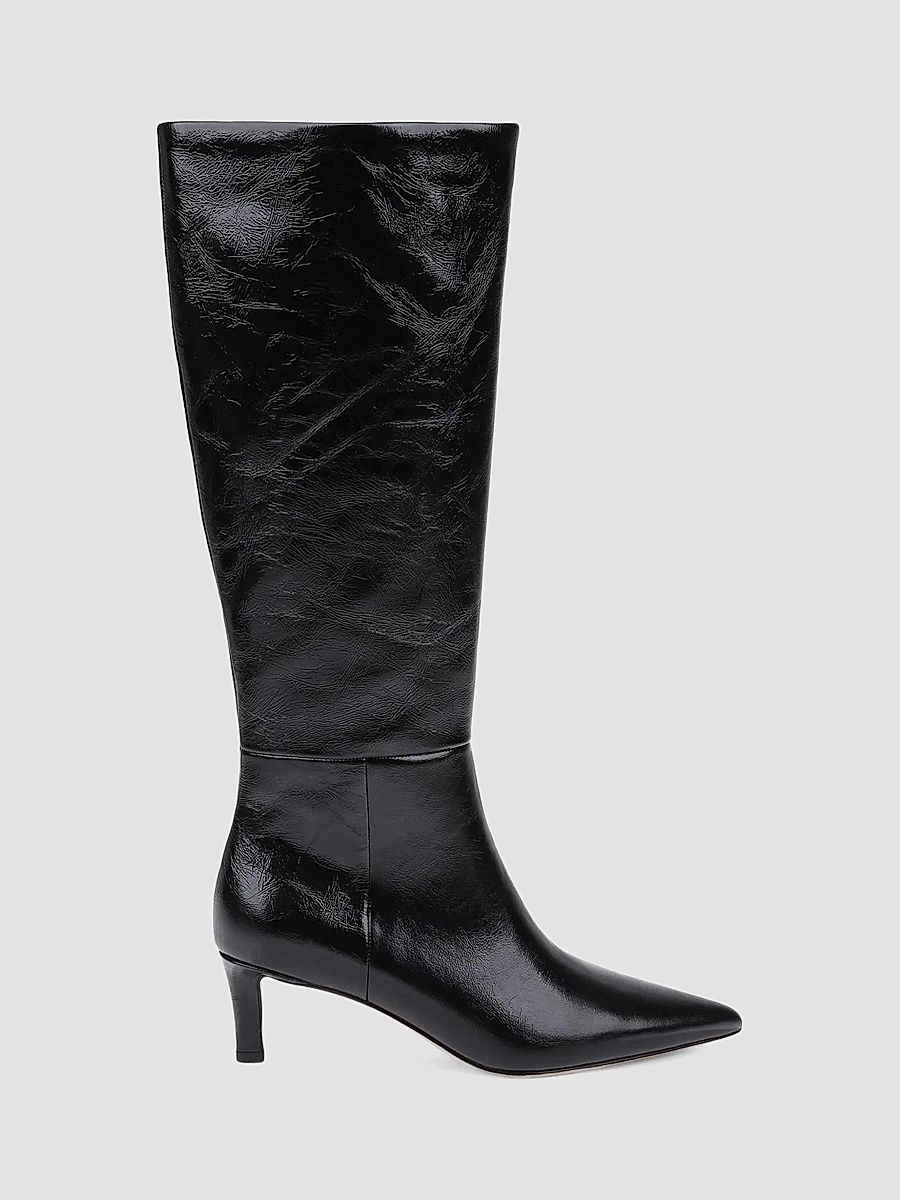 L'AGENCE Women's Baxter II 55MM Patent Leather Boots - Black Crinkle - Size 7