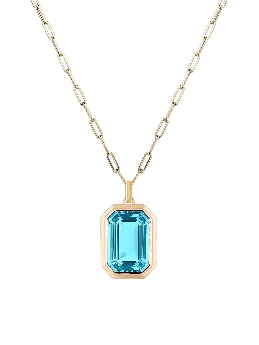 Women's Manhattan 18K Yellow Gold & Blue Topaz Pendant Necklace - Blue