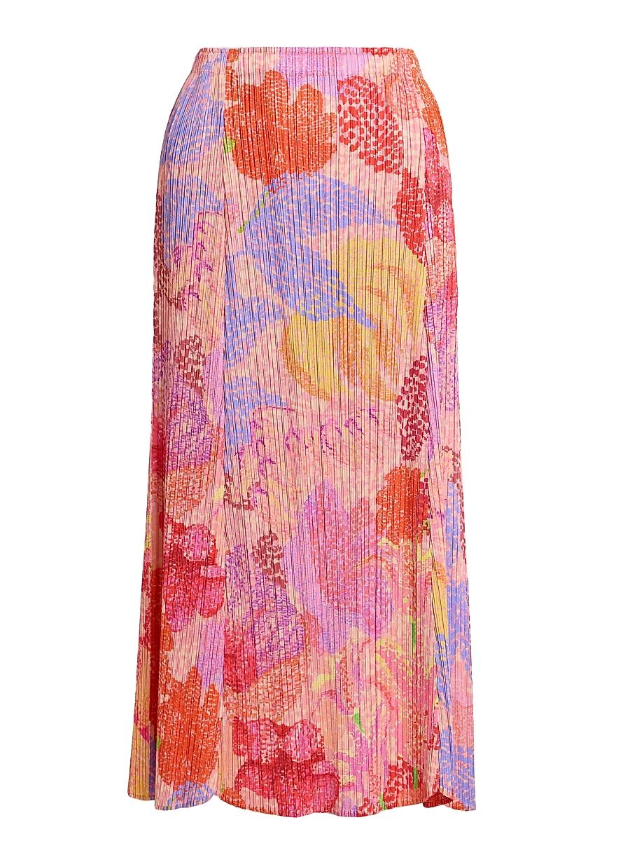 Women's Foggy Forest Plissé Midi-Skirt - Pink - Size Large