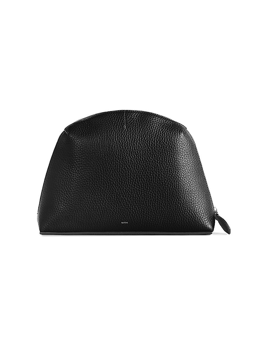 Women's Medium Grained Leather Pouch - Black