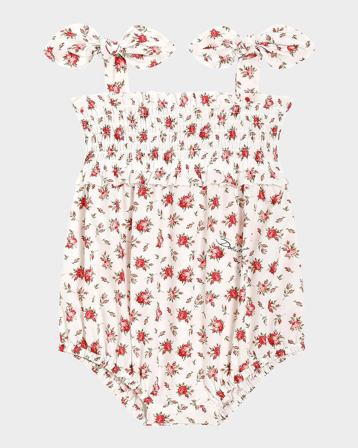 Girl & apos;s Rose-Print Cotton Romper, Size 0M-24M