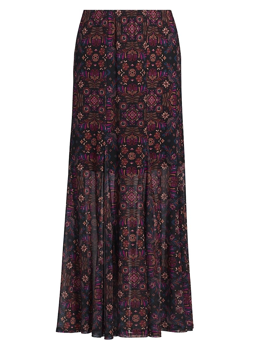 Women's Brandi Floral Mesh Gored Maxi Skirt - Brandi - Size XL