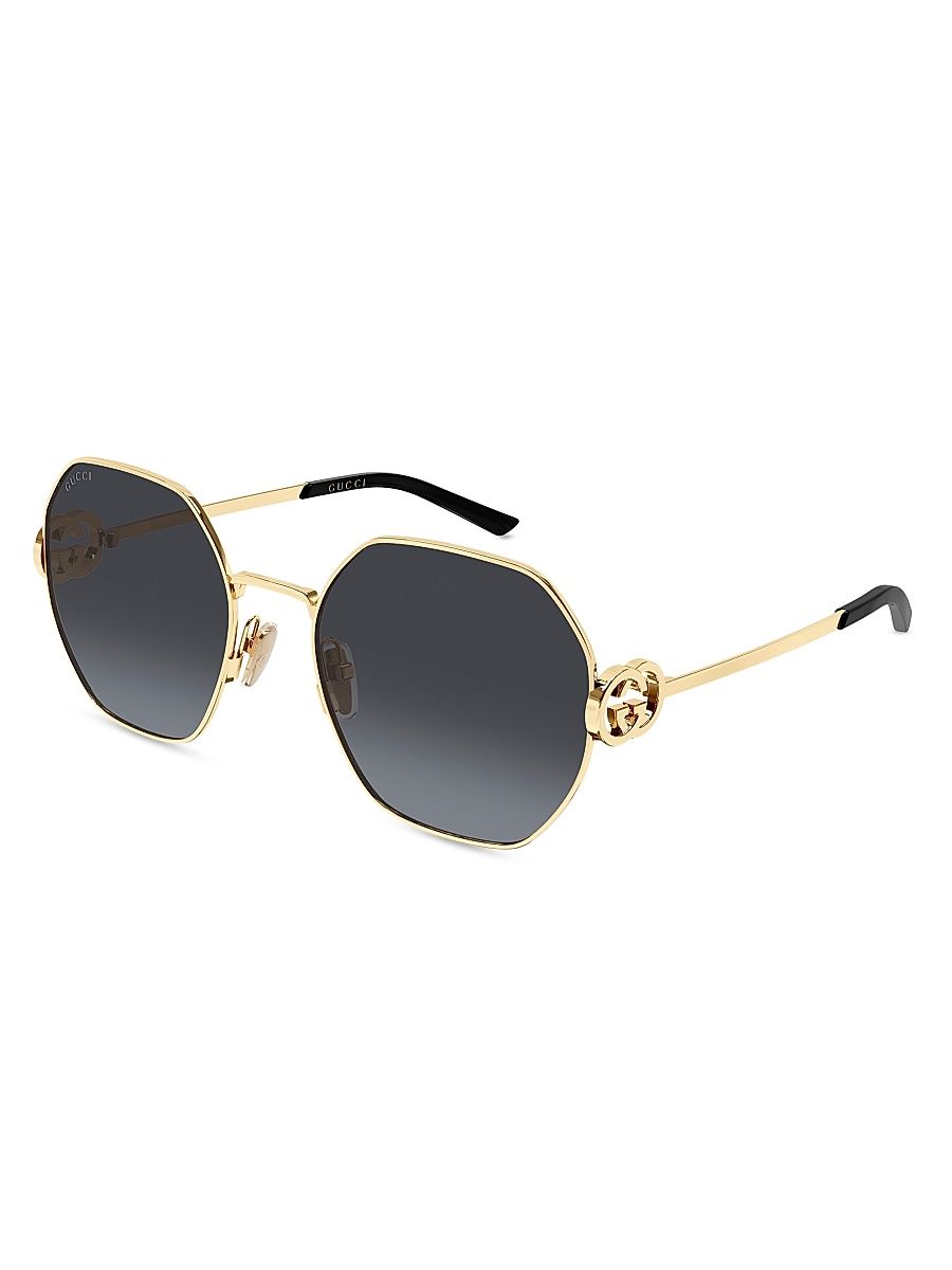 Women's Stuck GG 58MM Geometrical Sunglasses - Gold Black
