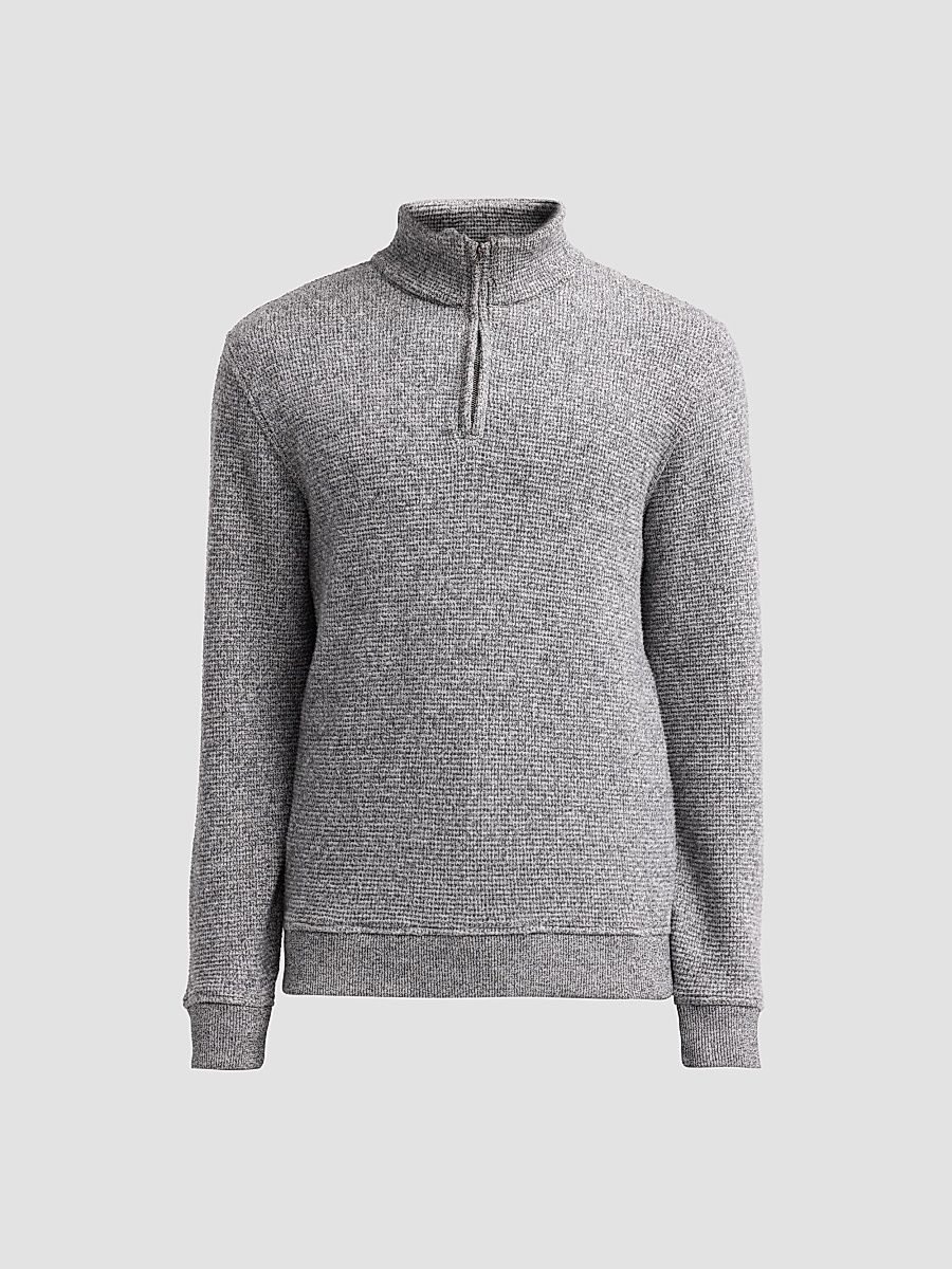 Men's Brushed Waffle Quarter-Zip Sweater - Heather Black - Size XXL