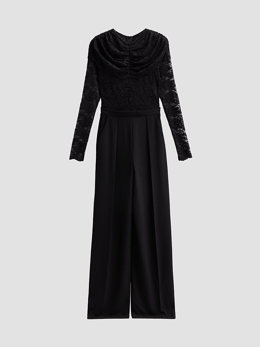 Black Halo Women's Raven Draped Lace Jumpsuit - Black - Size 12
