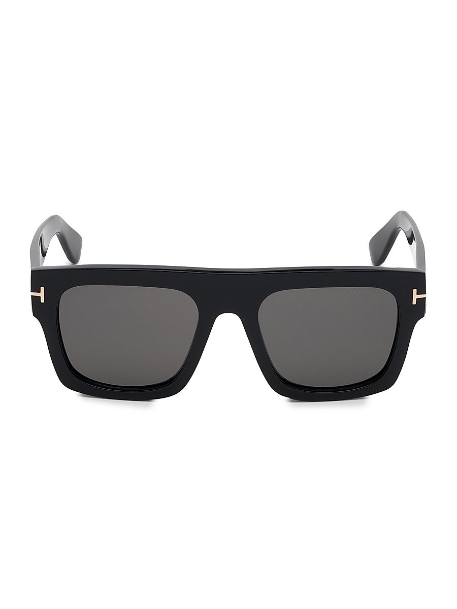 Men's Fausto 53MM Square Sunglasses - Shiny Black Smoke