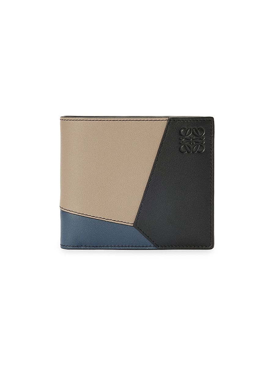 Men's Puzzle Edge Colorblocked Leather Bifold Wallet - Indigo Dye Corda