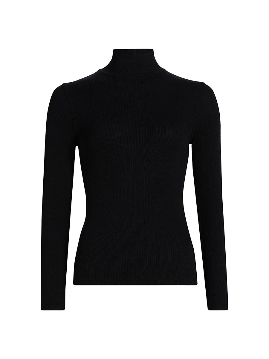 Women's Fine Rib-Knit Turtleneck - Black - Size XL