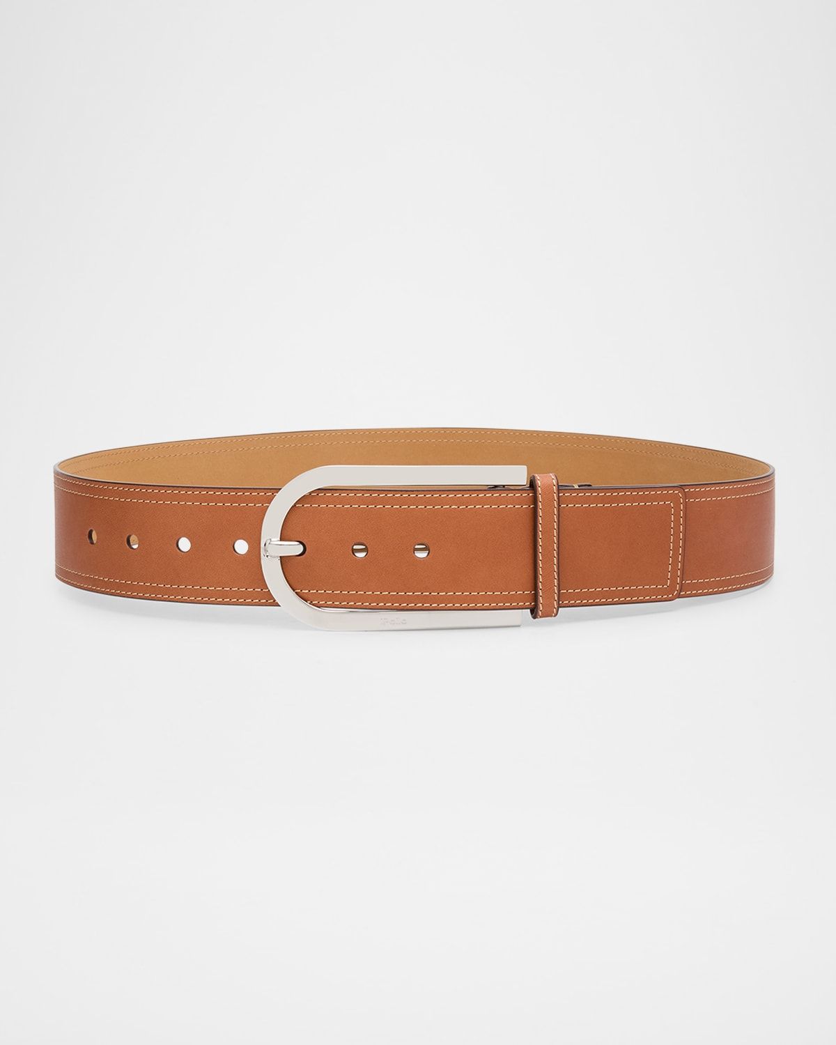 Vachetta Buckle Leather Skinny Belt