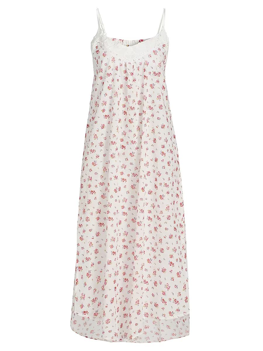 Women's Floral Swiss Dot Maxi Nightie - Posy Floral - Size XS