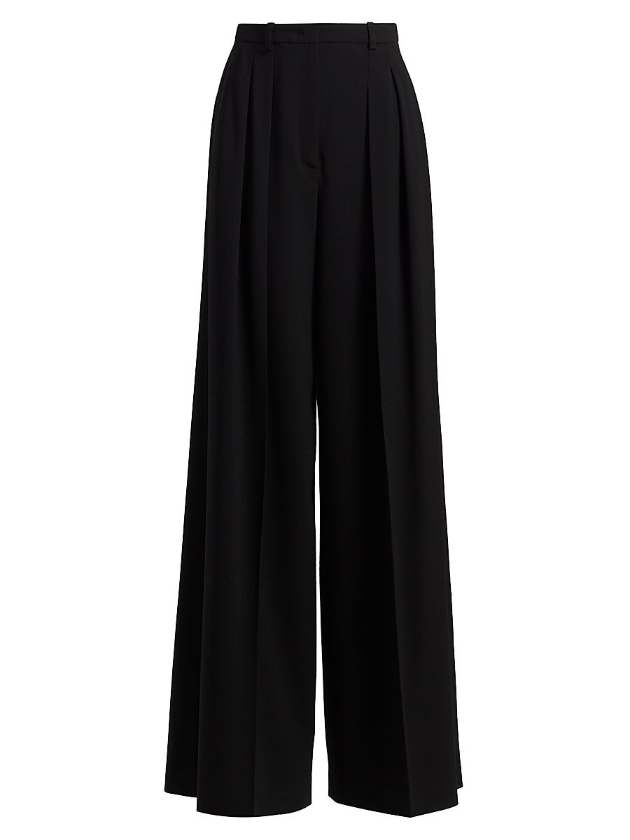 Women's Shannon Pleated Virgin Wool High-Rise Pants - Black - Size 4