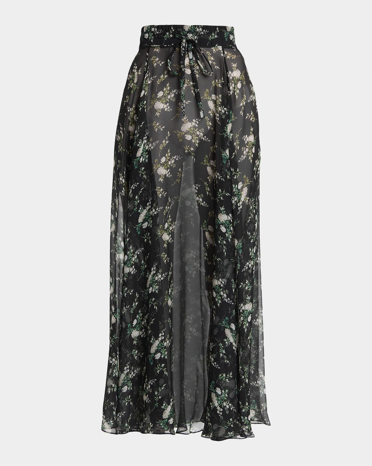 Floral Silk Chiffon Maxi Pull-On Skirt