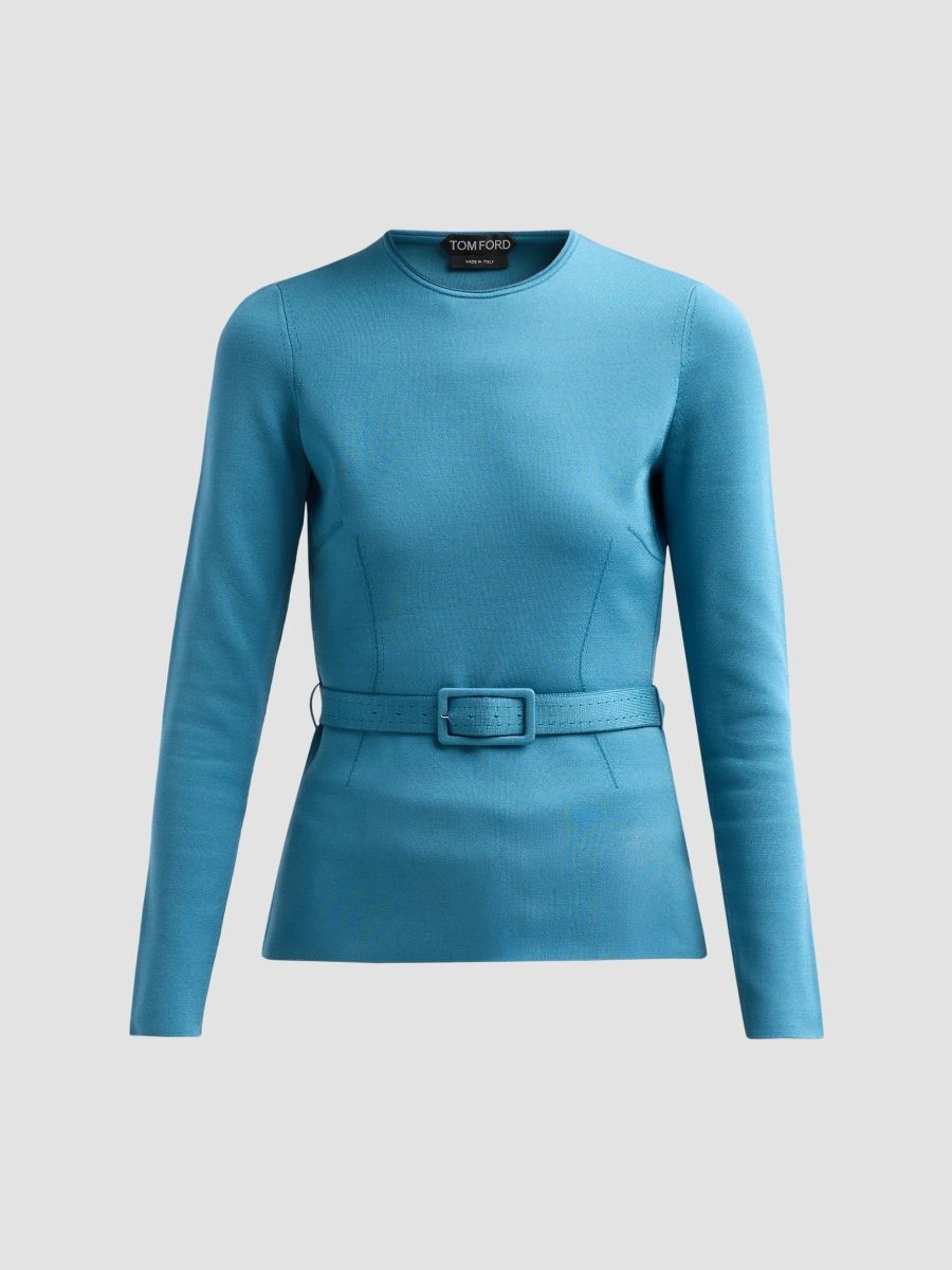 TOM FORD Women's Belted Knit Sweater - Deep Teal - Size XS