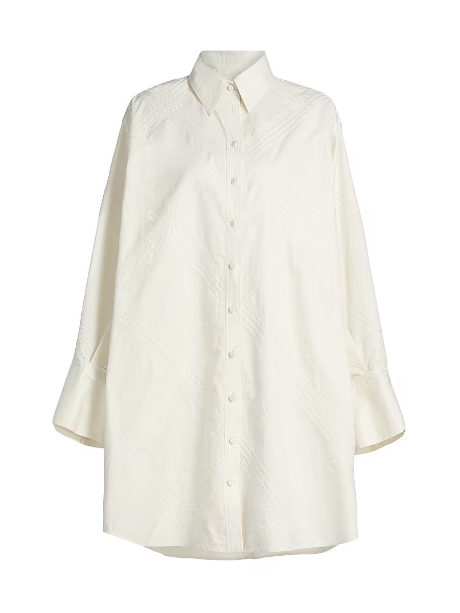 Women's Piper Embroidered Shirtdress - Bone - Size XS
