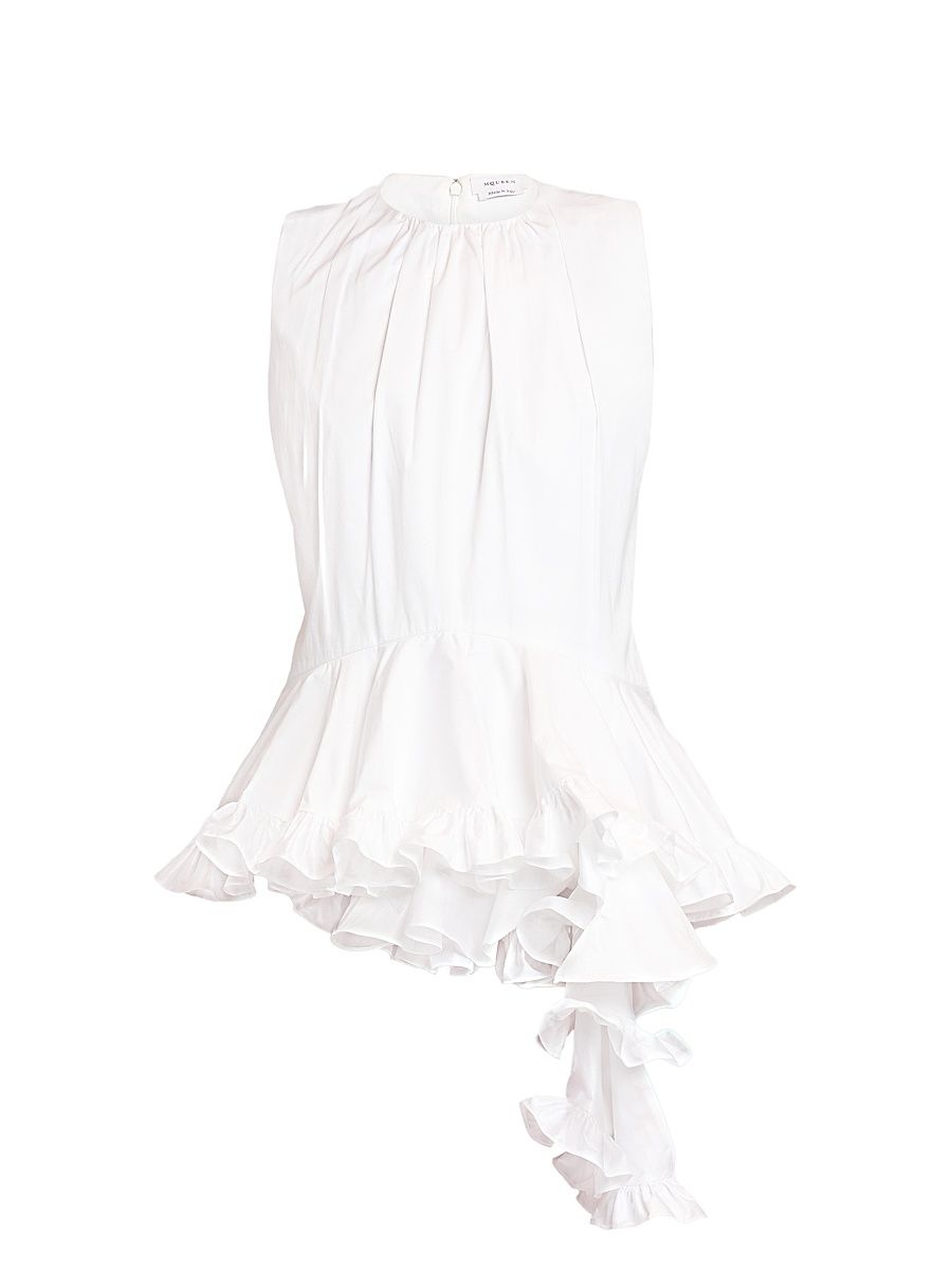 Women's Deconstructed Ruffle Top - Optical White - Size 10