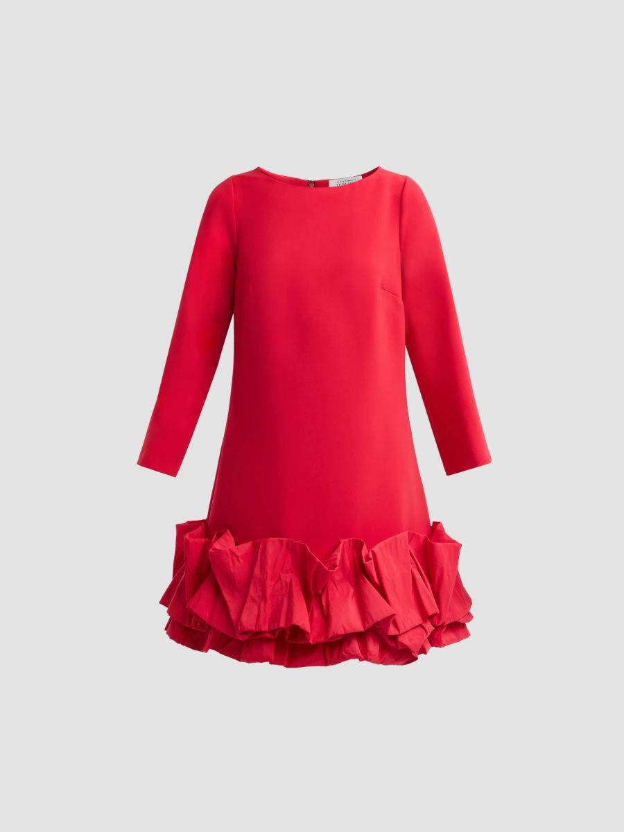 Teri Jon by Rickie Freeman Women's Crepe Cocktail Mini Dress - Red - Size 16