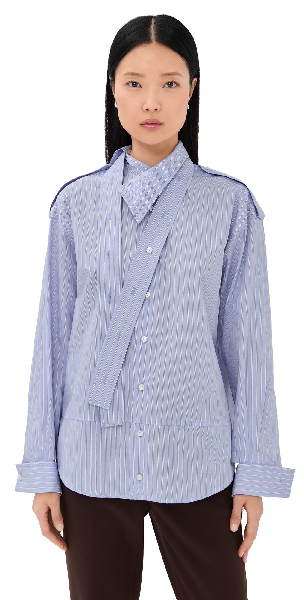 Meryll Rogge Deconstructed Shirt Pale Blue/Red L